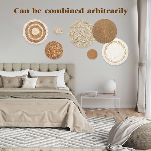 Boho Wandkörbe, Rattan & gewebte Wasserhyazinthe Maishülsen Dekor für Wohnzimmer, Schlafzimmer, Esszimmer, Büro