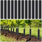 Nuenen 12 Pcs Corrugated Tree Guards, Long 15.75 Inch Diameter 1.96 Inch Pp Tree Trunk Protectors, Tree Bark Protector Tube Wraps for Saplings Plants Seedlings Deer Rabbit Cats Rodents Mowers (Black)