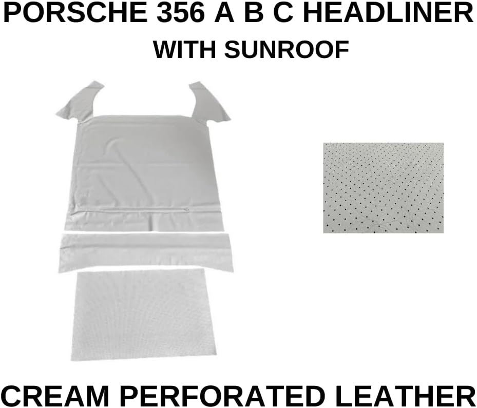 OMEGA : Headliner Perforated Roof Lining Compatible with Porsche 356 A/B/C Coupé (1955–1968) – Multi-Color Interior Trim for Classic Car Restoration Projects (Perforated, White, with Sunroof)