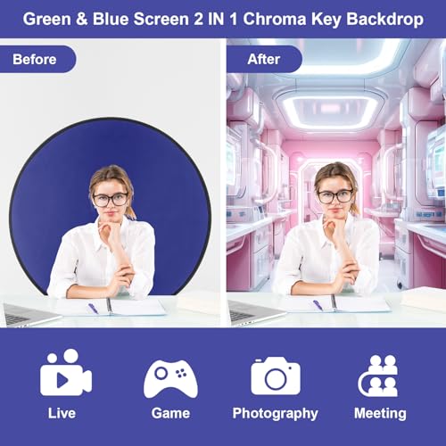 Fondo fotográfico azul y verde plegable 110 cm diámetro miniatura 5