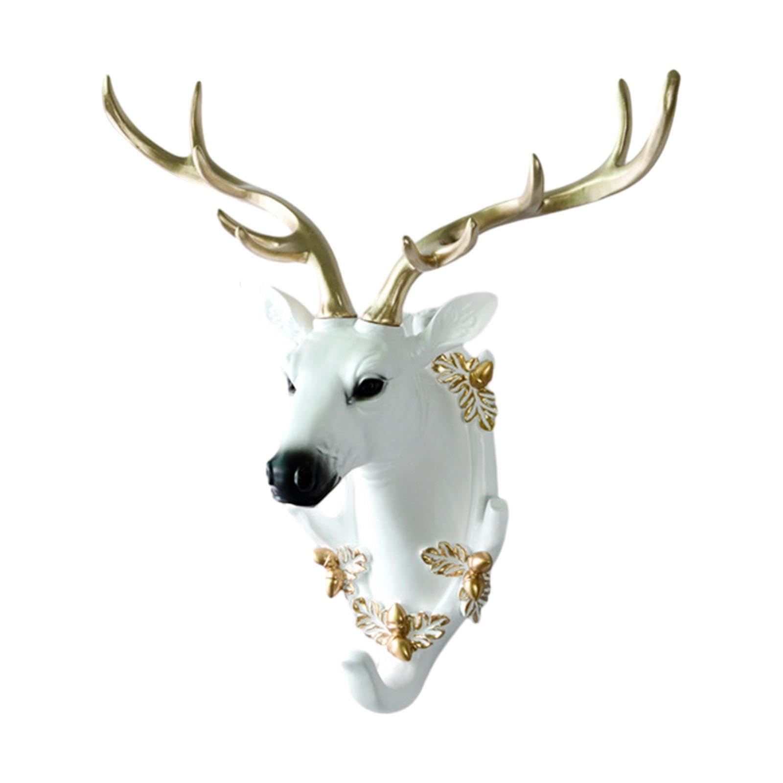 PIXZCSA Premium and Reliable Deer Head Wall Mount Elegant Home Ornament for Bedroom Sofa Deer Head Statue Pure Color