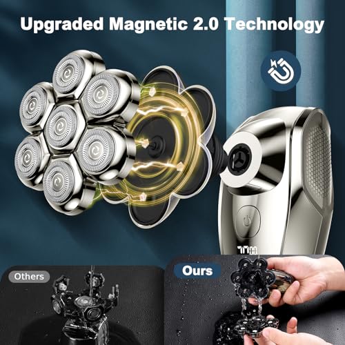 Image of Electric Shaver for Bald Men, Vylto Upgrade 7D Head Shaver, Anti Pinch Head Shaver with 5-in-1 Men's Care Kit, IPX7 Waterproof, Wet /Dry, Type-C Charging, Head Shaver for Bald Men