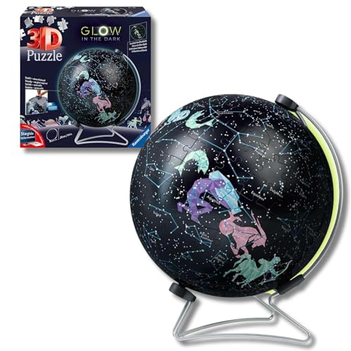 Ravensburger - Puzzle 3D Niños Globo Terráqueo con Constelaciones Brilla En La Oscuridad | Puzzles 3D para Niños De 6 Años O Más | Maquetas para Montar De 190 Piezas | Regalo Niño 6 Años O Más
