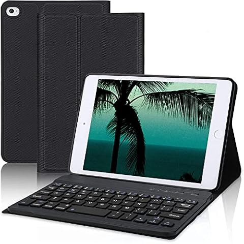 IVEOPPE iPad Mini 5 Keyboard Case, Smart Cover Compatibility with iPad Mini 7.9 inch 5/4/3/2/1, Detachable Magnetic Rechargable ABS Smooth Typing Keyboard, Black Cover