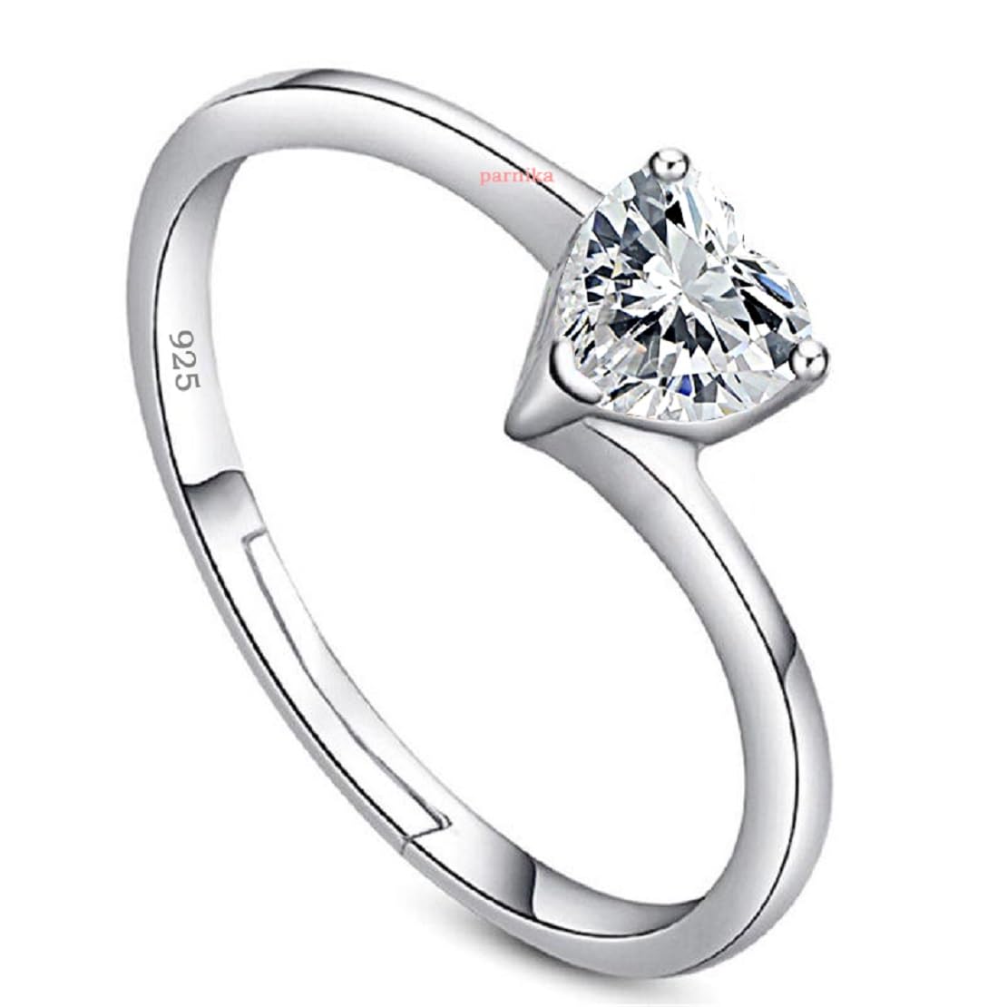 Parnika Exotic Solitaire CZ Adjustable Finger Ring in Pure 92.5 Sterling Silver | Gift For Girls & Women | With Certificate of Authenticity | (Heart) (B09N19GQVV) Amazon Price History, Amazon Price Tracker