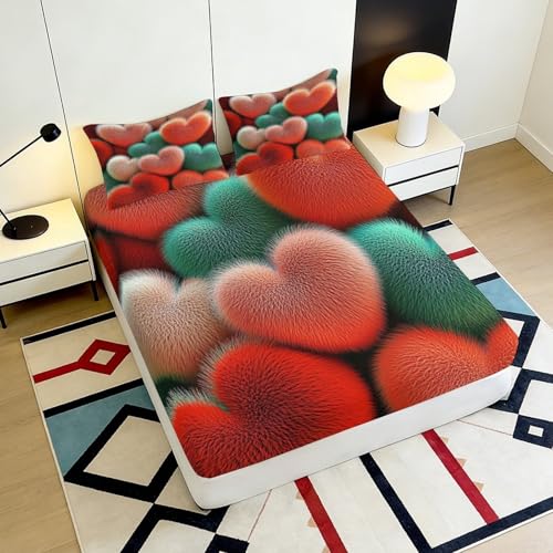 Drap housse 3D cœur lavable pour sublimer votre chambre