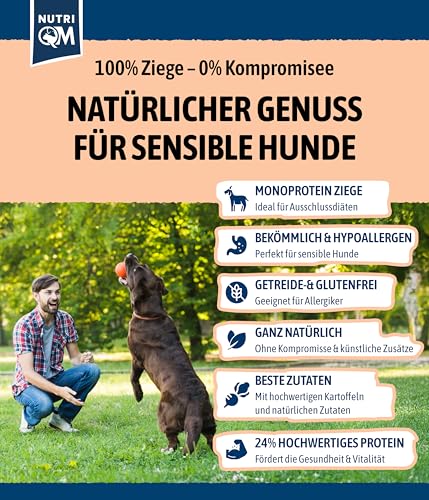 NutriQM® Exklusiv Protein Hundesnack Ziege | 5 x 100 g | Monoprotein & Getreidefrei | Hundeleckerli für Sensible Hunde | Ohne künstliche Zusätze | Ideal als Trainingsleckerli | Made in Germany
