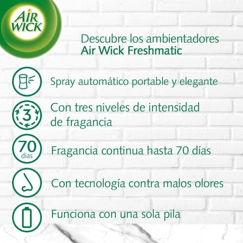 Miniatura 3 de Air Wick Freshmatic - Recambios de ambientador spray automático, Esencia para casa con aroma a Flor Ropa Limpia, Azul, 250 ml (Paquete de 6)