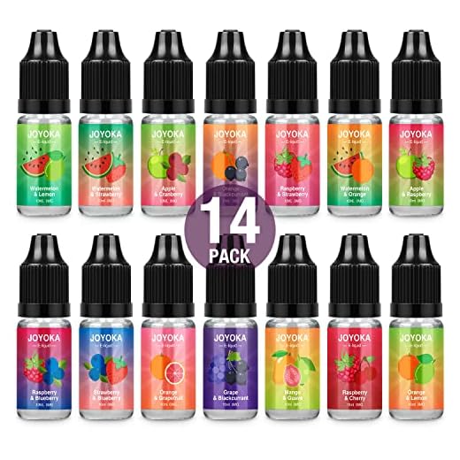 Joyoka 14x10ml Vaper Liquido Premium Ecig Vape Juice E Sabores jugosos 70/30 Eliquid para E Cig Cigarrillo Electrónico Vape Pen Box Mod Starter Kit Sin Nicotina