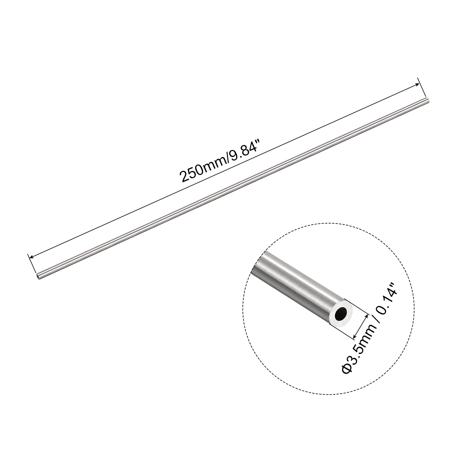 QUARKZMAN 304 Edelstahl Rohr Set - 3x 250mm, 3mm Durchmesser, Nahtlos