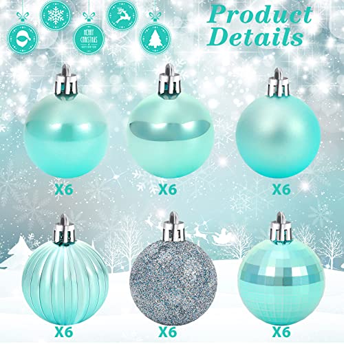 36 Pieces Christmas Ball Ornaments Christmas Decorations Tree Balls For Tree Ornaments Holiday Wedding Party Decoration Hooks 1.57 Inch (Ice Blue) #TOP1