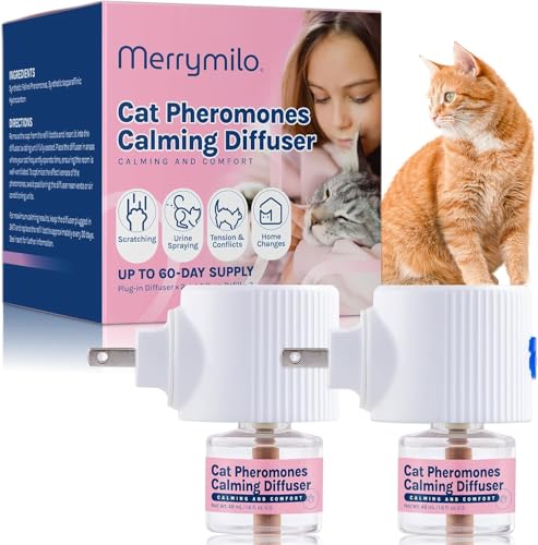 MerryMilo Cat Calming Pheromones Diffuser: 2 Classic Cats Plug in Refill Diffusers for Relaxation & Comfort - Reduce Stress Barking & Scratching - Indoor 60 Days Supply - image 8
