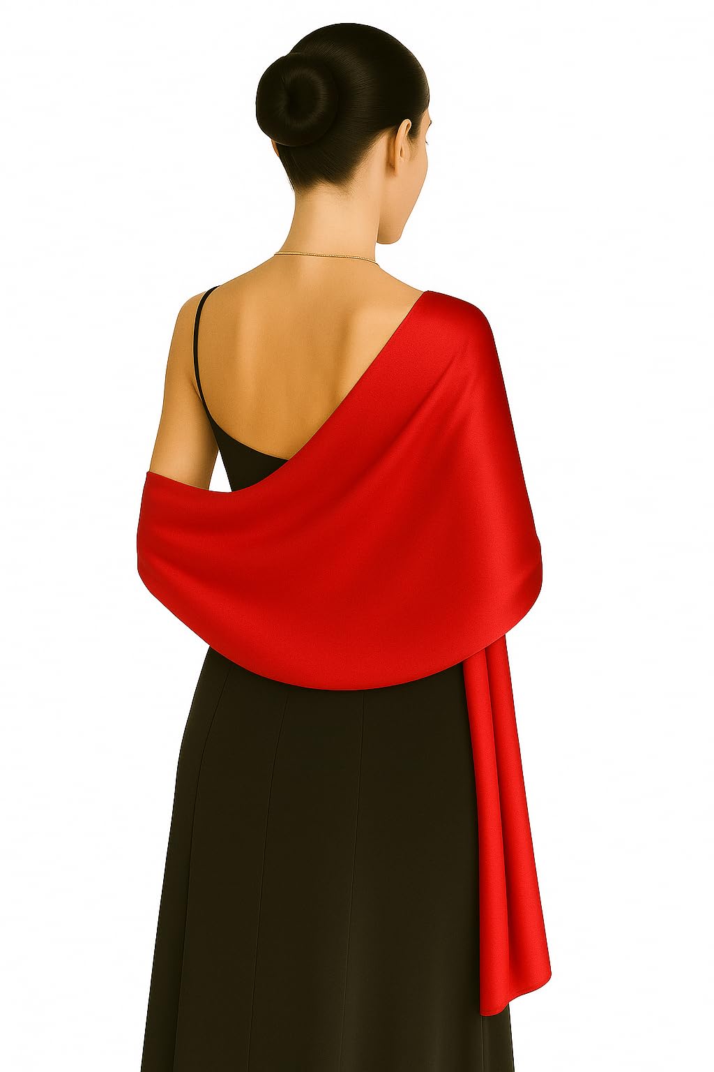 Shanlin Silk Feel Long Satin Patterned & Solid Color Scarves for Women in Gift Box, Solid Color: Bright Red, โ image 1