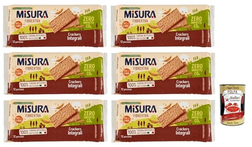 Misura Crackers Integrali Fibrextra - Juego de 6 galletas integrales (14% de fibra y 100% harina integral, 385 g)