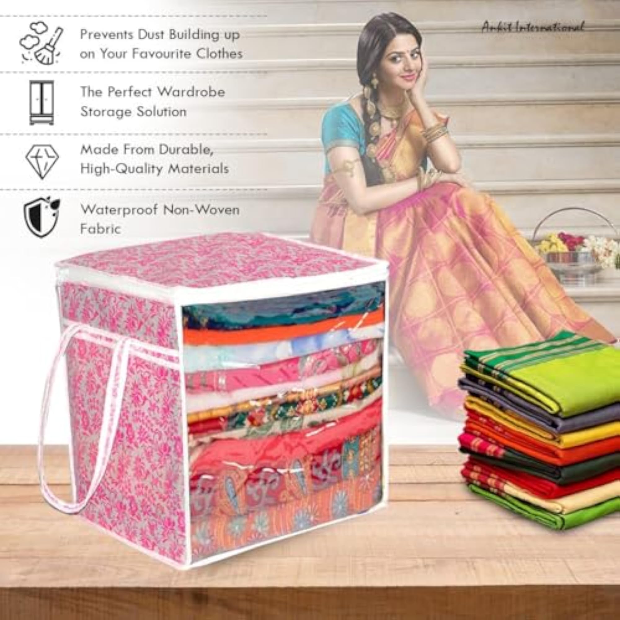 Saree Storage Bag Organizer Box, Pack of 2