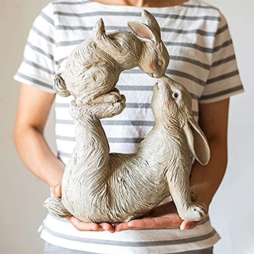 Outdoor Statue Garden Sculpture Statue Rabbit Resin Size Ornaments Courtyard Garden Parent-Child Outdoor Flower Border Decoration Blessing Housewarming Gifts Gift #TOP6