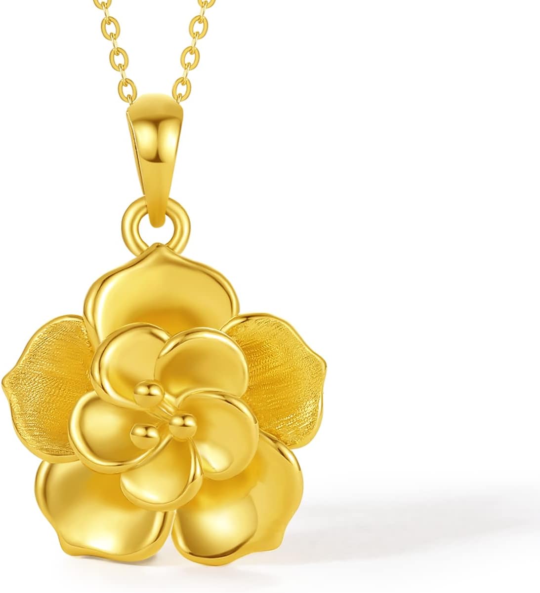 24K Solid Gold Pendant for Women, Real Pure Gold Jewelry Accessory Flower Pendant for Men Girlfriend (Not Include Necklace)