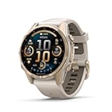 Garmin fēnix® 8 – 43mm, AMOLED, Sapphire, Premium Multisport GPS Smartwatch, Long-Lasting Battery Life, Dive-Rated, Built-in LED Flashlight, Soft Gold with Dark Sandstone Band