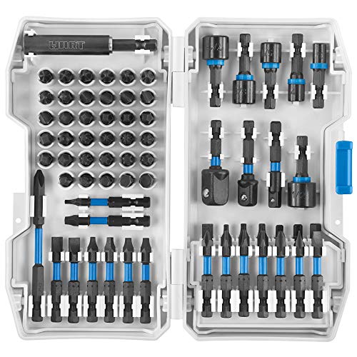 HART 68-Piece IMPACT DRIVER BIT SET MAGNETIC SCREW GUIDE 1/4'-HEX TORSION ZONE