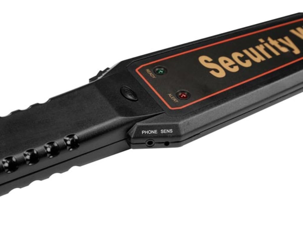 Velleman Détecteur de métaux portatif pour contrôles de sécurité, détecteur Portable avec sensibilité réglable, détection d’Objets métalliques, Signal LED et sonore pour contrôle des Bagages et des