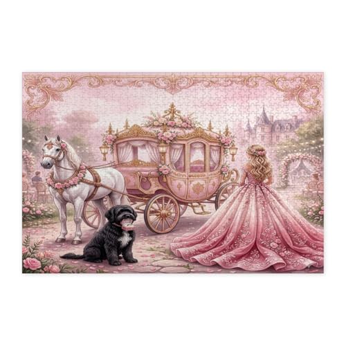 Rompecabezas de 1000 piezas de madera decorativo con temática de boda y carruaje romántico