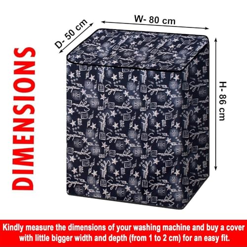 Image of The Furnishing Tree Semi-Automatic Top Load Washing Machine Cover | Waterproof & Dustproof | Easy to Clean | Inlet & Outlet Pipe Provision | Durable & Washable, Self Blue Polyester (50x80x86 CM)