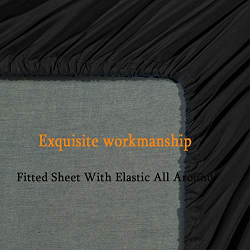 SONORO KATE Bed Sheet Set Super Soft Microfiber 1800 Thread Count Luxury Egyptian Sheets Fit 18-24 Inch Deep Pocket Mattress Wrinkle-6 Piece (Black, King) by SONORO KATE - Image 7