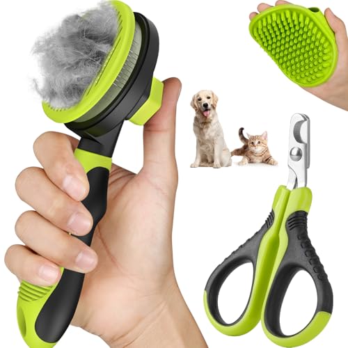 3PCS Cat Grooming Kit | Cat Brush | Cat Brushes for indoor Cats | Cat Nail Clipper | Cat Nail Trimmer | Cat Bath Brush | Cat Brush for Shedding for Long and Short Haired Cats – Premium Cat Supplies