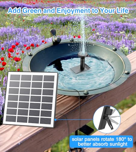SZMP Fonte solar bomba 2024 fontes de banho DIY para pássaros, painel de vidro de 1,8 W, fonte de ba