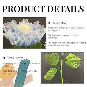 Giant Flower Decoration with Light, 6.56 Ft Large Electric Auto-Open Organza Floral Decor for Wedding Birthday Easter Home Party Banquet Mother's Day Backdrop Decor Shop Window Display, 60cm/23.62inch Giant Flower Decoration with Light 656 Ft Large Electric Auto Open Organza Floral Decor for Wedding Birthday Easter Home Party Banquet Mothers Day Backdrop Decor Shop Window Display 60cm2362inch