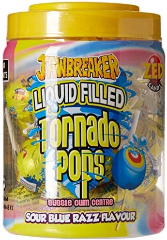 Zed Sour Blue Razz Flavour Jawbreaker Liquid Filled Tornado Pop, 997.5 Gm