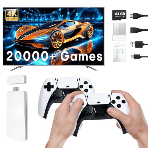 Image of M15 4K Game Stick Console with 20000+ Games, Wireless Dual Controller, HDMI Plug & Play Retro Gaming Console, 64GB Memory Card, Classic Video Game Console for TV