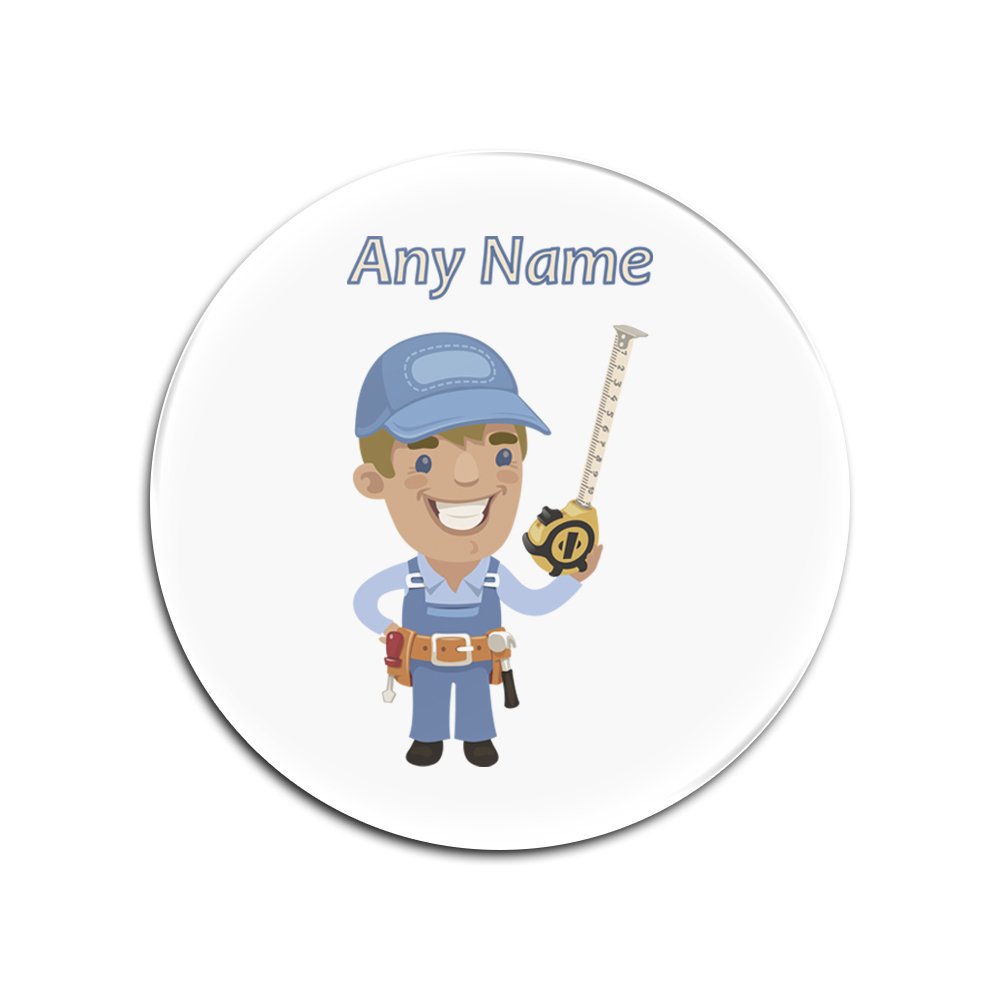 Unigift White Personalised Gift - Builder/Surveyor Round Glass Coaster (Career Design Theme, Colour Options) - Any Name/Message On Your Unique Mat Pad - Engineer Worker Staff