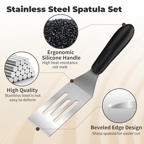 Stainless Steel Mini Spatula (4PC),Small Turners for Cake Brownies Pancakes - Image 3