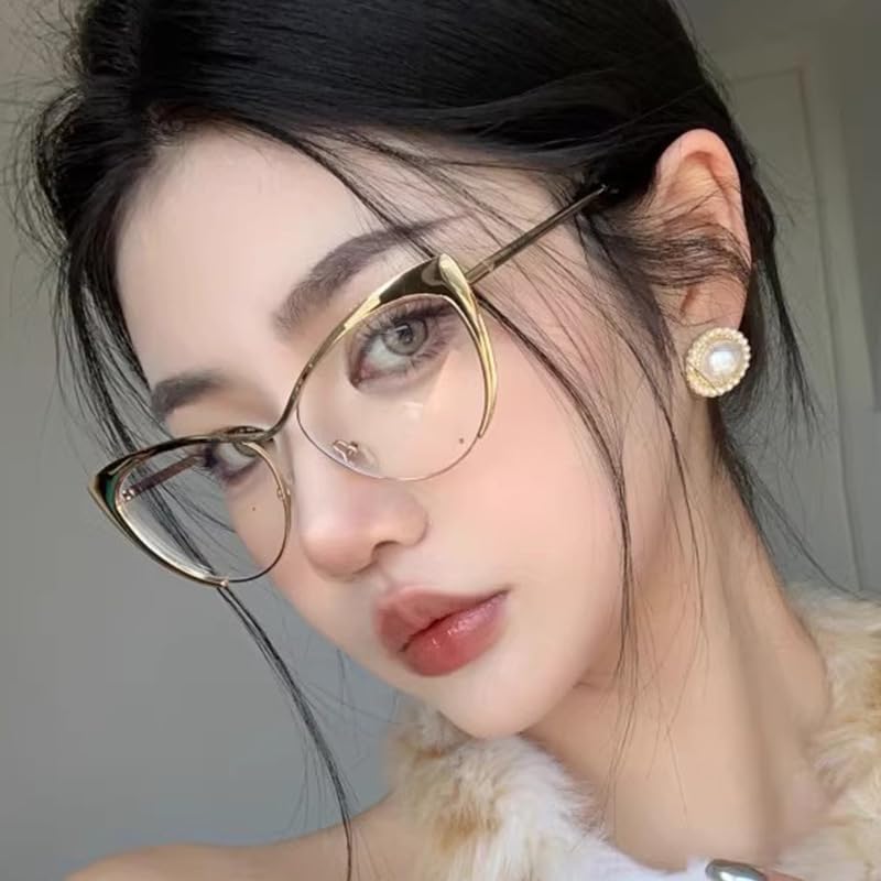 Image of 2Pack Cat Eye Reading Glasses For Women Metal Frame Blue Light Blocking Computer Readers