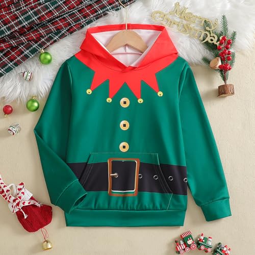 Kids Christmas Ugly Sweatshirts for Boys Elf Fairy Hooded Sweater Girls Xmas 3D Long Sleeve Pullover4