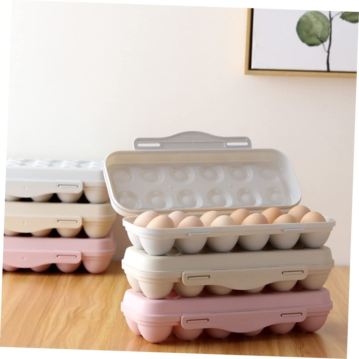 BESTonZON 2 Piezas 18 Cajas De Almacenamiento con Tapas Contenedor De del Refrigerador Organizador De Porta con Tapa Huevera De Despensa Bandeja De Superpuesto