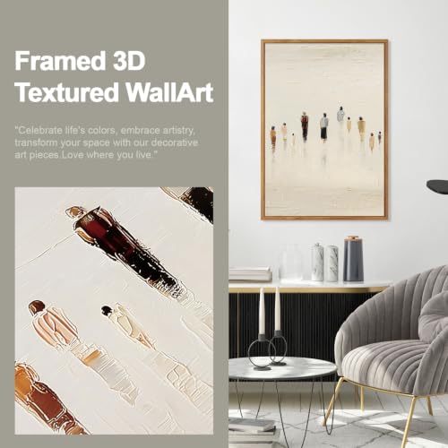 Image of CHDITB 3D Textured Human Silhouette Wall Art,Earthy Tone Crowd Figure Decor