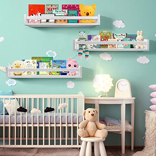 Lixintray Floating Bookshelf 24 Inches Set Of 3, Wall Mounted Nursery Book Shelves For Bathroom Decor, Kids Room, Kitchen Spice Rack, Book Shelf Organizer For Baby Nursery Decor #TOP2