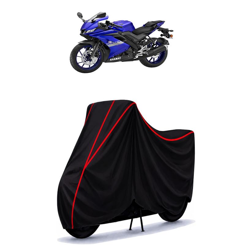 Image of YZF R15 V3 Moto GP Edition BS6 Water Resistant Bike Cover for All Motorcycles & Rain | Heavy Duty | UV Protection, Dustproof, Scratchproof | All Weather Two Wheeler Cover with Elastic Bottom