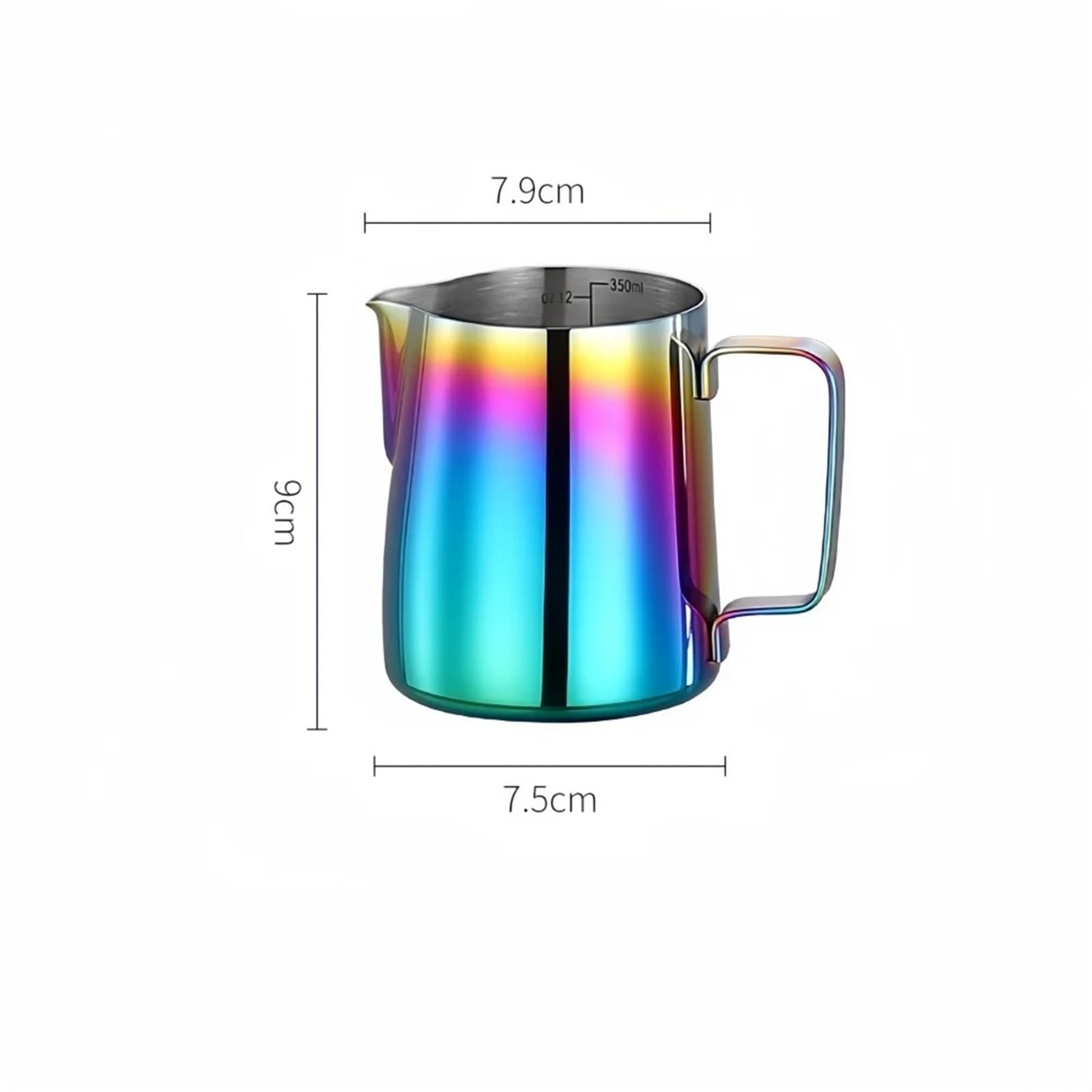 Edelstahl-Milchkännchen, Kaffeeaufschäumkännchen mit präziser Skala, professionelle Dampfutensilien(350ml Color)