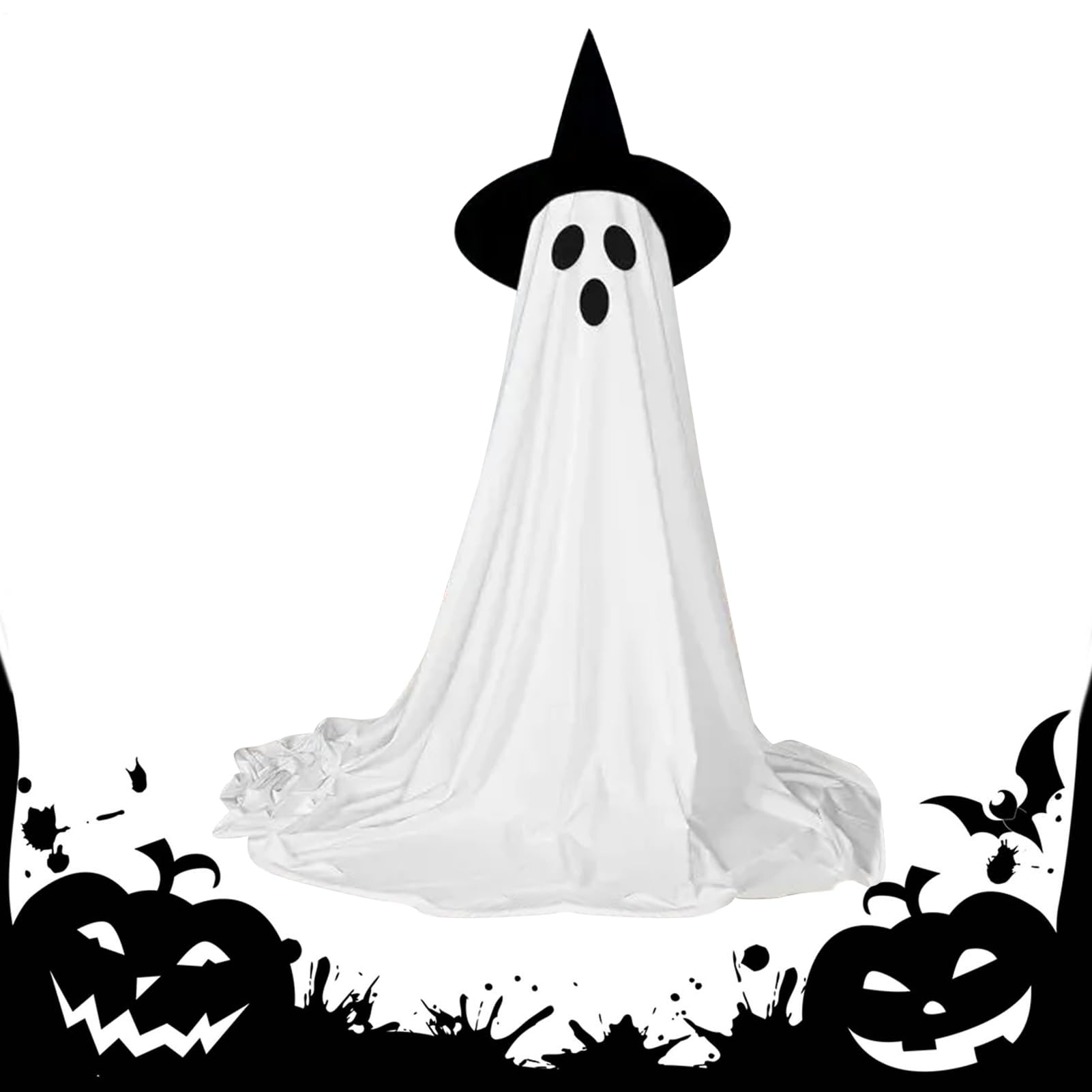 Fantôme effrayant éclairé télécommandé pour décoration de jardin Halloween