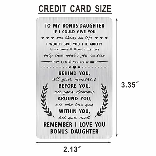 Alotozo Remember I Love You Bonus Daughter Valentines Card - To My Bonus Daughter Gifts - Step Daughter Wallet Cards from Mom Dad2