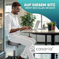 Casaria® Rollhocker Höhenverstellbar Schwarz 10cm Polsterung 46-60cm Sitzhöhe 360° Drehbar Ø35cm Rund Rollen Bürohocker Drehhocker Arbeitshocker Hocker – Ansicht 8