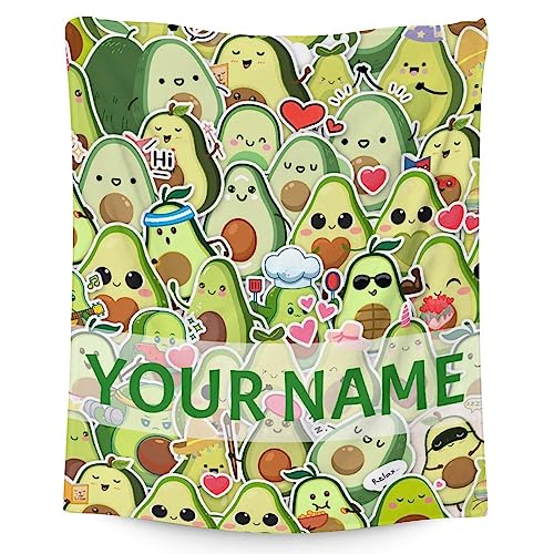 Blanket for Girls - 40"x50" Personalized Cute Avocado Throw Gifts - Colorful Soft Fuzzy Blankets for Bed, Couch & Living Room