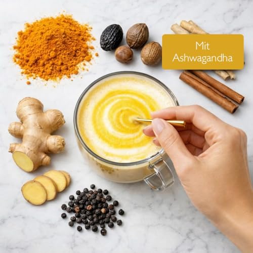 EWL Naturprodukte BIO Goldene Milch 275 g, Golden Milk mit Kurkuma, Ingwer, Ashwagandha, Ceylon Zimt, Ceylon Pfeffer und Kokosblütenzucker