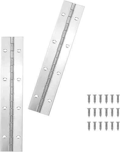 Miniatura 7 de 2 bisagras de piano de acero inoxidable resistentes de 10 pulgadas, bisagras de piano continuas de ancho abierto de 2 pulgadas para herramientas de