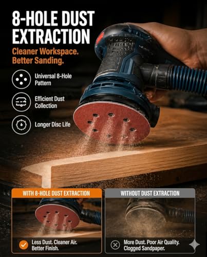 Image of 300PCS 5 inch Hook & Loop Sanding Discs, 8 Hole, P40-P400 Assorted | random orbital sander pads, wood metal automotive finishing, workshop sanding supply kit