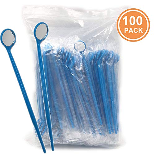 TENFLY 100pcs Disposable Dental Exam Mouth Mirrors Oral Dental Mirror Plastic Dental Instrument