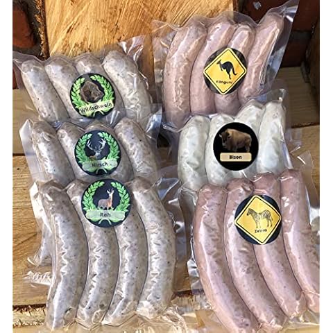 XXL Exoten/Wild Bratwurst Pack (Reh-, Wildschwein-, Hirsch-, Bison-, Känguru- und Zebrabratwurst) Cover